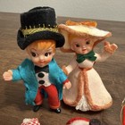 Vintage Flocked    Felt Christmas Ornaments Lot 6 Bears Duck Boy Girl Japan