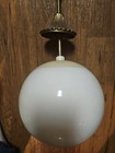 Vintage Pair 8 Inch Mcm Atomic Orb Globe Pole Pendant Hanging Lights