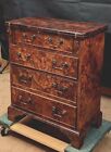 Walnut Burl Wood Chest With Four Drawers And A Flip Lid Top