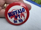 Vintage 1993 Pin Back Button Buffalo Bills Nfl Football Standing Buffalo Logo