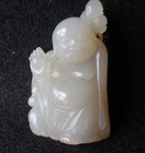 Vintage Chinese Carved Soft Grey Shoushan Stone Happy Buddha 2 1 4  H