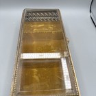 Vintage Ormolu Footed Beveled Glass Hinged Goldtone Ornate Jewelry Casket Box