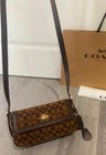 New Coach Shoulder Bag Etta Small Flap Signature Chenille Brass tr  f  Ccv65 Nwt