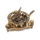 Brass Sundial Compass In Wood Box Antique Vintage Style Nautical Home Decor