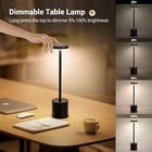 Metal Table Desk Lamp Touch Control Dimmable Night Light Rechargeable Cordless