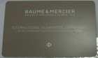 Baume   Mercier Watch Guarantee Certificate   Limited Warranty Certificate Card