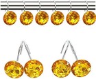 12 Pcs Bling Rhinestones Shower Curtain Hooks Bathroom Rolling Hooks