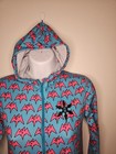 Airblaster One Piece Ninja Suit Youth M 8-10  Blue Pink Bat  Print Hooded 