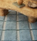 Hand Knotted Wool Rug Blue Green Geometric Grid Modern Contemporary Area Carpet