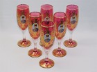 6 Ant Naser Al Din Shah Qajar Dynasty Persia Ruby Flash Glass Champagne Flutes