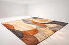 Hand-tufted 8x10 Abstract Wool Rug  Beige Brown Grey Geometric Area Rug Carpets