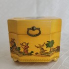 Vintage Lacquered Wooden Jewelry Box Decoupage Oriental Trinket Storage 1971