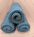 New Handmade Set Of 3 Crochet 100  Cotton Dish Cloths 9x9 Inch - Medium Blue