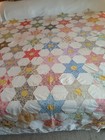 Vintage Hand Stitched Grandmothers 6 Point Star Quilt Top - 82  X  84 