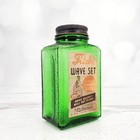 Vintage Fitch s Wave Set  Green Glass Bottle 5 Fl Oz Advertising Hair Care
