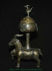 16  Old Chinese Bronze Ware Gild Inscription Sheep Bird Incense Burner Censer