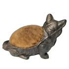 Antique Cat Pin Cushion Metal 5   Victorian Sitting Original Gorgeous
