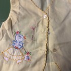 Vintage Baby Girls Embroidered Duck Turtle Pastel Yellow Button Front Vest Top