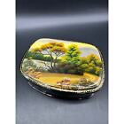 Genuine Russian Handpainted Signed Lacquer Box Fedoskino Autumn Fall Euc