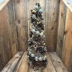 Pottery Barn Lit Burlap Pinecone Ornament Tree Large 24  Tabletop Christmas Deco