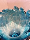Blue Glass Vase  8    Ruffle Spike