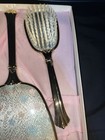 Vintage Art Nouveau Vanity Dresser Set 2 Piece Brush And Mirror Gold Tone 