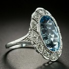 Vintage Art Deco 4 50ct Genuine Oval Aquamarine Wedding Ring 14k White Gold Over