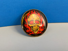Vintage Skull Flames Prism Cut Biker Motorcycle 80s Pin Hat Tac
