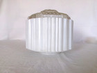 Vintage Deco Ceiling Glass Shade Globe 8  W  4  Fitter White   Clear Rib   Spoke