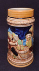 Vtg German Style Beer Stein W  Tavern Scene   Tree Branch Handle Made In Japan 