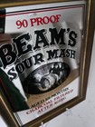 Vintage 90 Proof James Beam s Sour Mash Mirror Picture Sign Bar Decor Man Cave