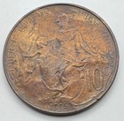 1916 France 10 Centimes Coin - Bronze - Ten - French Coin - Free Shipping