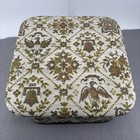 Redmon Co Vintage Sewing Box Basket Eagle Floral Brown Hinged Lid Padded Top