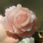 1pc Natural Pink Rose Quartz Carved Crystal Flower Skull Reiki Healing Decor