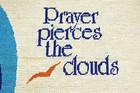 Prayer Pierces The Clouds Bird Needlepoint Framed Picture Art Vtg 80s 