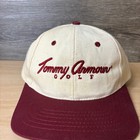 Vintage Tommy Armour Golf Hat Cap Strap Back Beige Maroon Golfing 90s