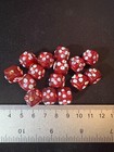 15 Glass Beads - Square Cube Flower 10mm Red -  b1224 
