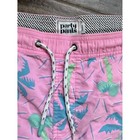 Party Pants Men s Pink Tropical Palm Print 5  Swim Shorts  S