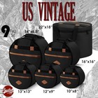 9pc Professional Drum Bag Set Black Padded For Toms Snare Bass Cymbal Hardware
