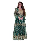 Women Casual Dubai Kaftan Robe Embroidery Muslims Dresses Abaya Kaftan Jalabiya