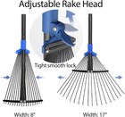 Adjustable Metal Leaf Rake Long Handle  Garden Rakes For Lawns Heavy Duty Leaves