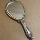 Silver Plated Hand Mirror Highly Ornate  Vintage 1980s Weighs 1 Lb 4 3 Oz 