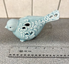 Blue Bird Figurine Ceramic Porcelain  Floral Cut Out  6 