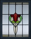 Abstract Floral Midsize Old English Leaded Stained Glass Window 21  X 27 