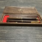 Vtg Hallmark Walnut Ballpoint 2 Pen    1 Pencil Set Wood Box Made In Usa Working