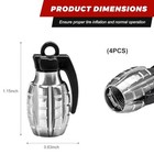 4 Pcs Car Tire Valve Stem Caps  Leakproof Aluminum Alloy Grenade Style Silver