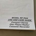 Rca Rp-7944 Compact Stereo Cd radio cassette Recorder Use   Care Manual