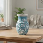 Blue Talavera Vase   Hand-painted Mexican Pottery