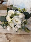 White Roses Bridal Bouquet Faux Flowers Wedding 