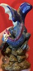 K s Collection Mythic   Magic Blue Dragon Figurine Statue Rock Base Crystal Ball